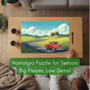 Puzzle Camionnette Rouge Vintage Route Rurale