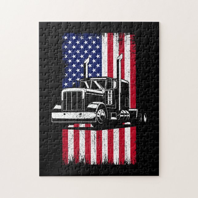 Puzzle Camionneur américain Drapeau Trucker (Vertical)