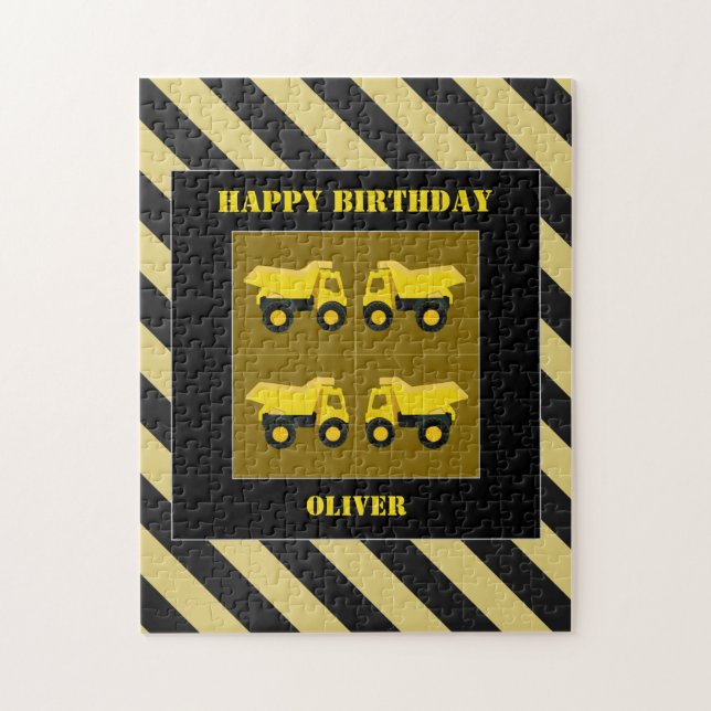 Puzzle Camions de construction Anniversaire (Vertical)