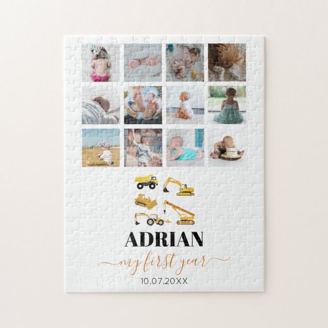 Puzzle Camions de construction Baby First Year Photo Coll (Vertical)