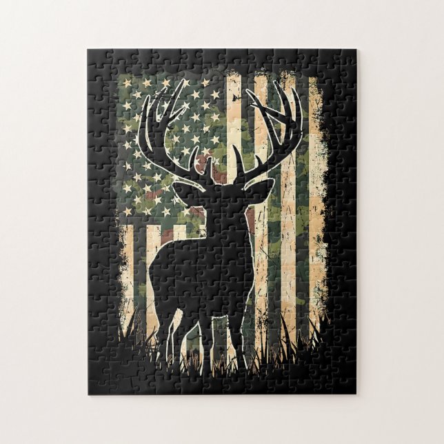 Puzzle Camo US Drapeau Chasse aux Cerfs Chasse au Camofla (Vertical)