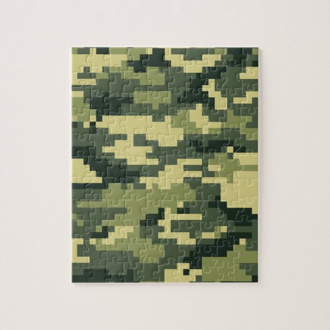 Puzzle Camouflage numérique en bois à 8 bits / Camo (Vertical)