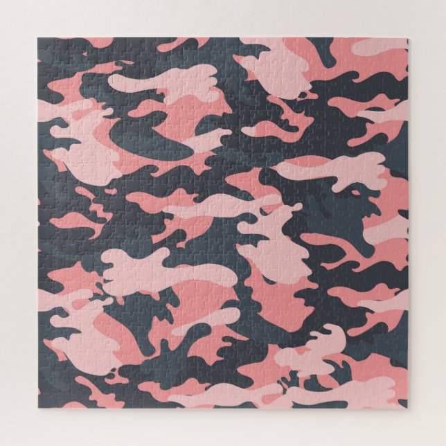 Puzzle Camouflage rose : Motif Vintage classique (Vertical)