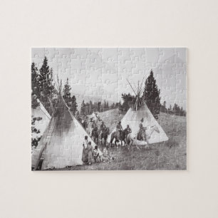 Puzzle Camp de Teepee de Natif américain, Montana, c.190