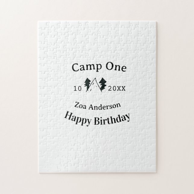 Puzzle Camp un joyeux anniversaire nom date campingaventu (Vertical)