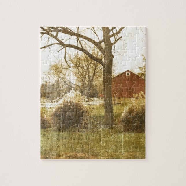 Puzzle Campagne primitive Arbre Ferme Cabine rouge dans l (Vertical)