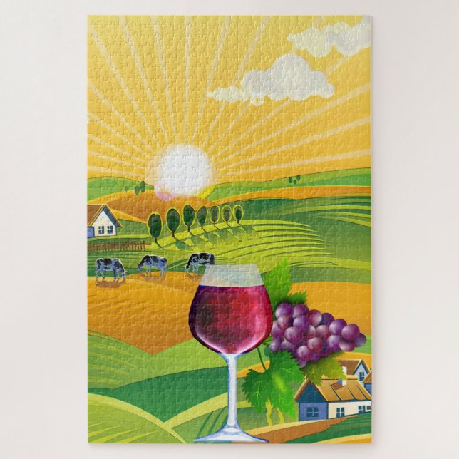 Puzzle Campagne viticole soleil sommelier (Vertical)