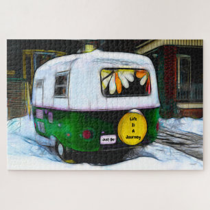 Puzzle Camper Retro Hippie Life Est Un Voyage Juste Aller