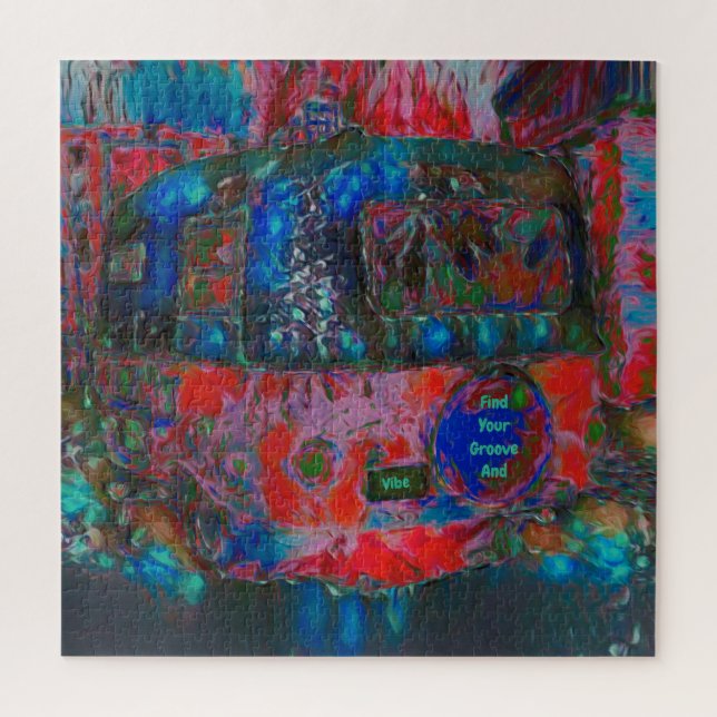 Puzzle Camper Retro Hippie Trouvez Votre Groove Et Votre  (Vertical)