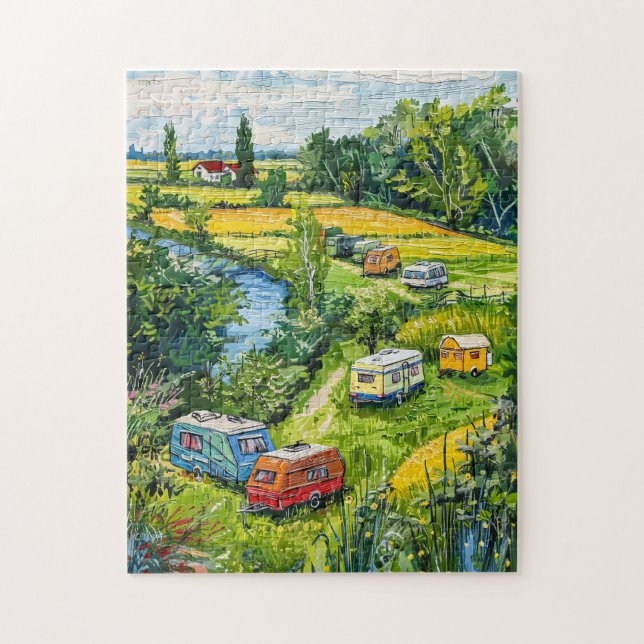 Puzzle Camper Vans by Tulip Fields Fantasy Painting (Vertical)