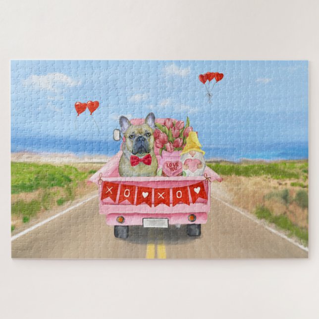 Puzzle Camping-car de la Saint-Valentin pour Bouledogue f (Horizontal)