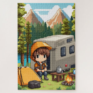 Puzzle Camping en pixel art