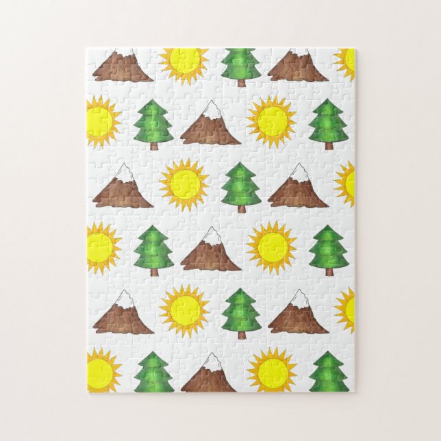 Puzzle Camping Randonnée Nature Sun Mountain Tree (Vertical)