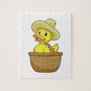 Puzzle Canard comme fermier avec panier