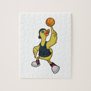 Puzzle Canard comme joueur de basketball avec basket-ball