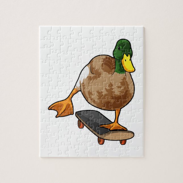 Puzzle Canard comme patineur avec skateboard (Vertical)