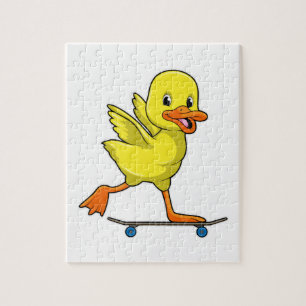 Puzzle Canard comme patineur avec skateboard