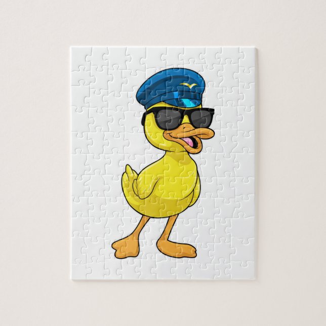Puzzle Canard comme pilote avec casquette pilote (Vertical)