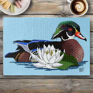Puzzle Canard en bois coloré nénuphar faune bleu
