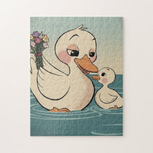 Puzzle Canard et canard doux avec fleurs