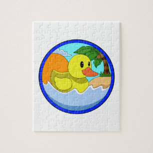 Puzzle Canard sur la plage avec palmiers.PNG