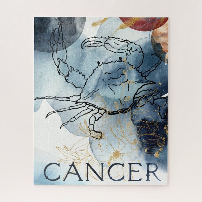 Puzzle Cancer crabe bleu noir zodiaque astrologie planète (Vertical)