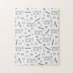 Puzzle Cancer Zodiac Whispers - Motif magique monochrome