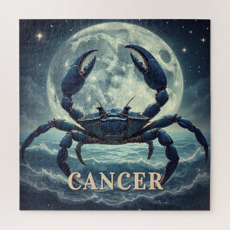 Puzzle Cancer Zodiaque Crabe Bleu Océan au Clair de Lune
