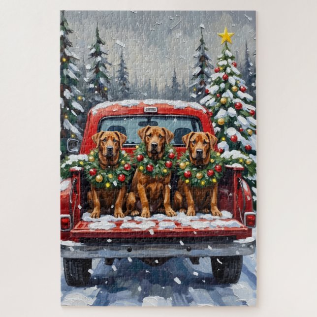 Puzzle Cane Corso Christmas Red Truck Holiday (Vertical)