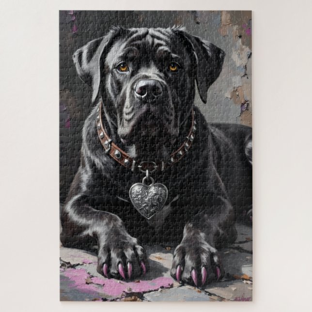 Puzzle Cane Corso Devoted Guardian Heart Charm Valentine (Vertical)