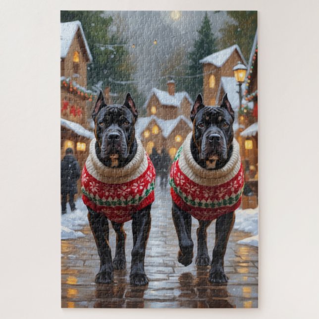 Puzzle Cane Corso Dogs Christmas Snow Holiday (Vertical)