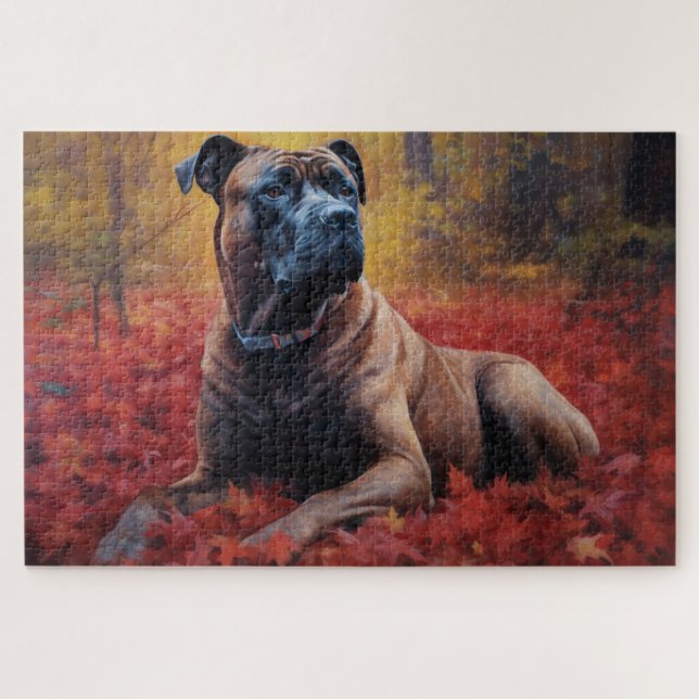 Puzzle Cane Corso en automne Feuilles automne Inspire (Horizontal)