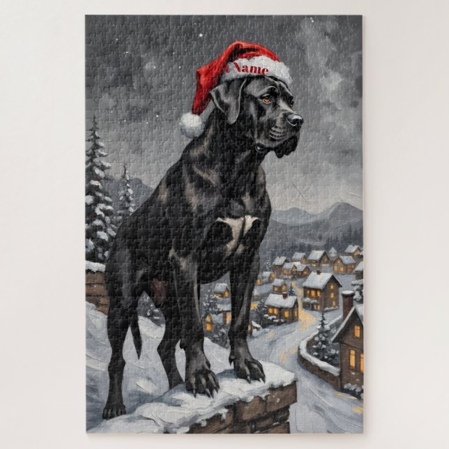 Puzzle Cane Corso Guardian of the Christmas Village Hat (Vertical)