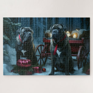 Puzzle Cane Corso Traîneau enneigé Décor de Noël