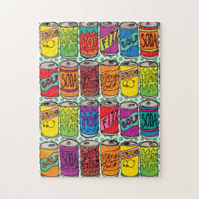 Puzzle Canettes de soda amusantes Motif coloré (Vertical)
