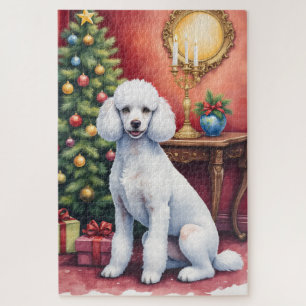 Puzzle Caniche élégant à côté de l'arbre de Noël Chien de