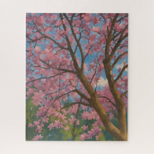Puzzle Canopée de printemps - Arbre en fleurs et peinture