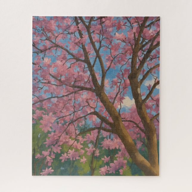 Puzzle Canopée de printemps - Arbre en fleurs et peinture (Vertical)