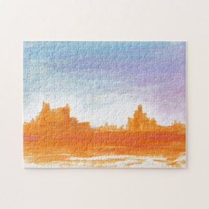Puzzle Canyon Paysage Orange bleu peinture Abstraite art