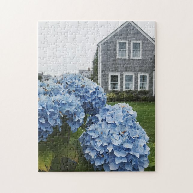 Puzzle Cape Cod Hydrangea Nautical Classic Summer Cottage (Vertical)