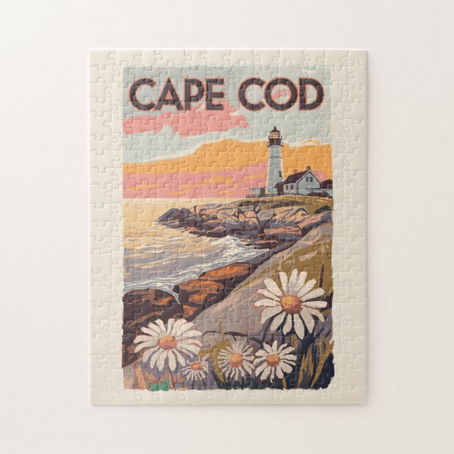 Puzzle Cape Cod Massachusetts Art de voyage pictural Rétr (Vertical)
