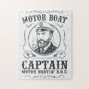 Puzzle Capitaine de bateau à moteur drôle Pontoon bateau