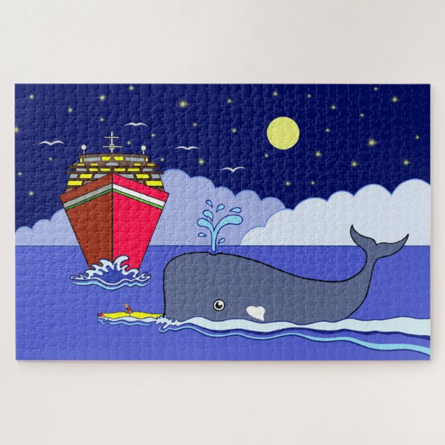 Puzzle Capitaine Kayak sauvé par une baleine (Horizontal)