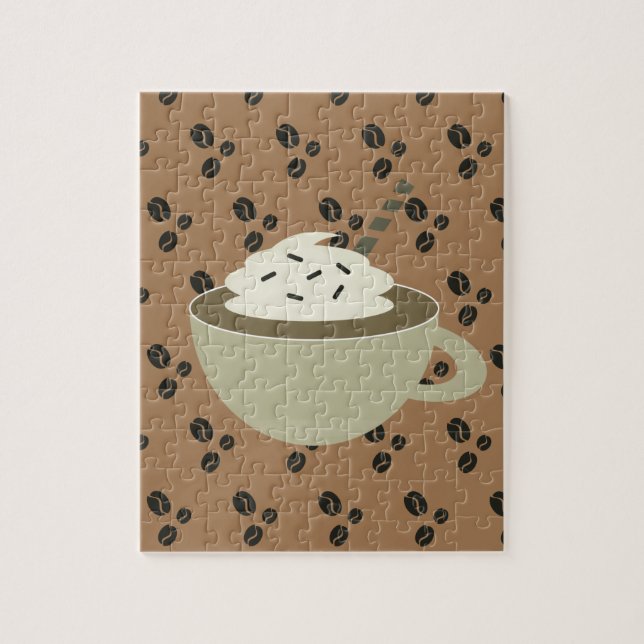 Puzzle Cappuccino Amoureux Café Grain de Café Tasse (Vertical)