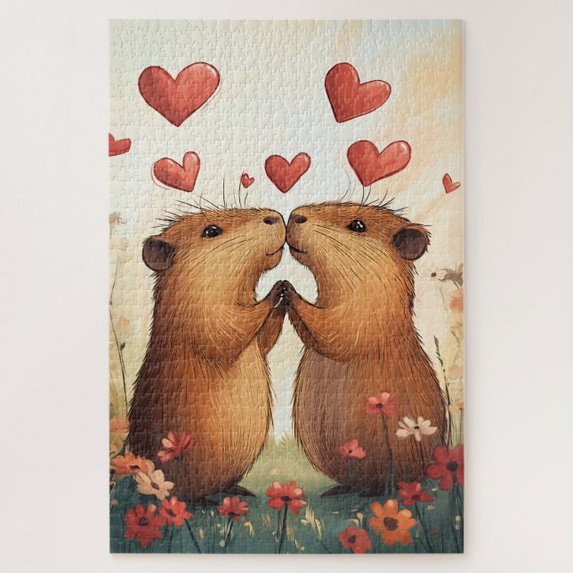 Puzzle Capybara Love - Un moment de pré romantique (Vertical)
