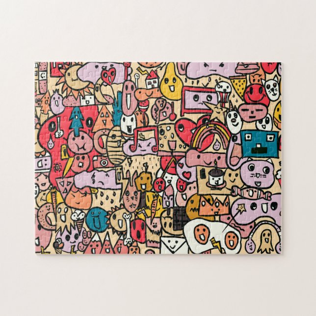 Puzzle Caractère du dessin Main tiré Jeu Motif enfants (Horizontal)