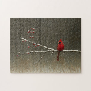 Puzzle Cardinal Bird'hiver Berry Tree