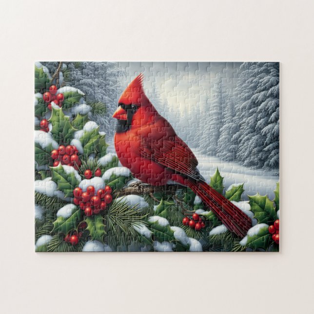 Puzzle Cardinal Dans La Neige (Horizontal)