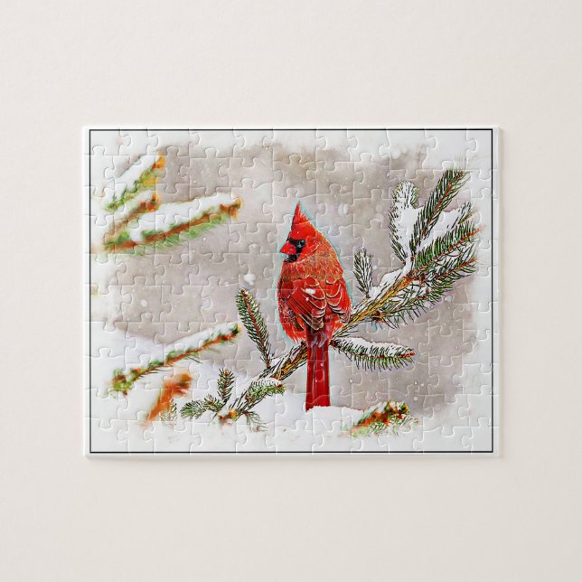 Puzzle Cardinal dans un pin (Horizontal)