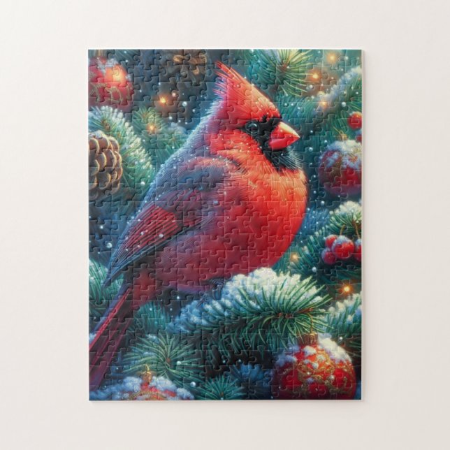 Puzzle Cardinal de Noël/hiver (Vertical)